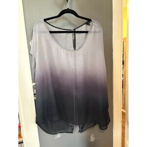 Torrid size 2 gray ombre tie-dye blouse top with open button back design